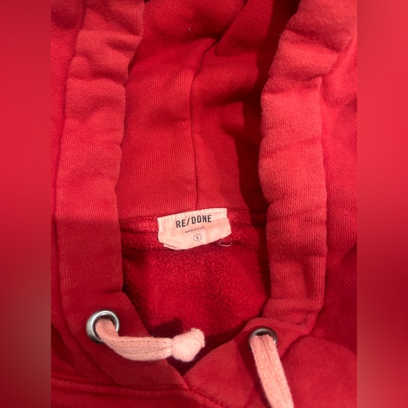 Re/done raw hem cropped hoodie small red - Picture 6 of 9